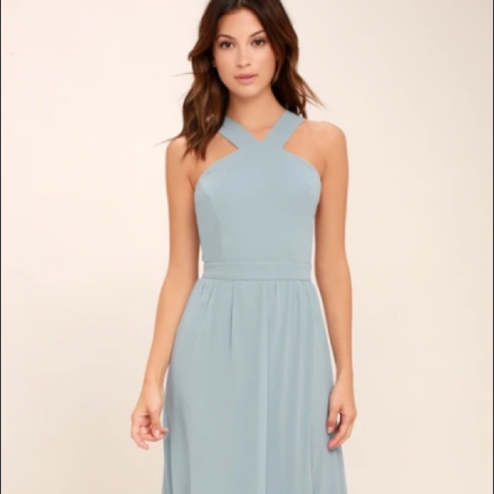 Lulu’s “Air of Romance Light Blue Maxi Dress”